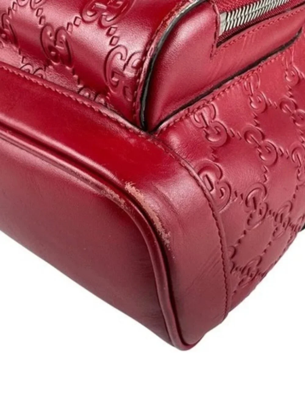 Auth GUCCI Guccisima Backpack Red Leather/Silvertone - z6640 - Picture 9 of 13